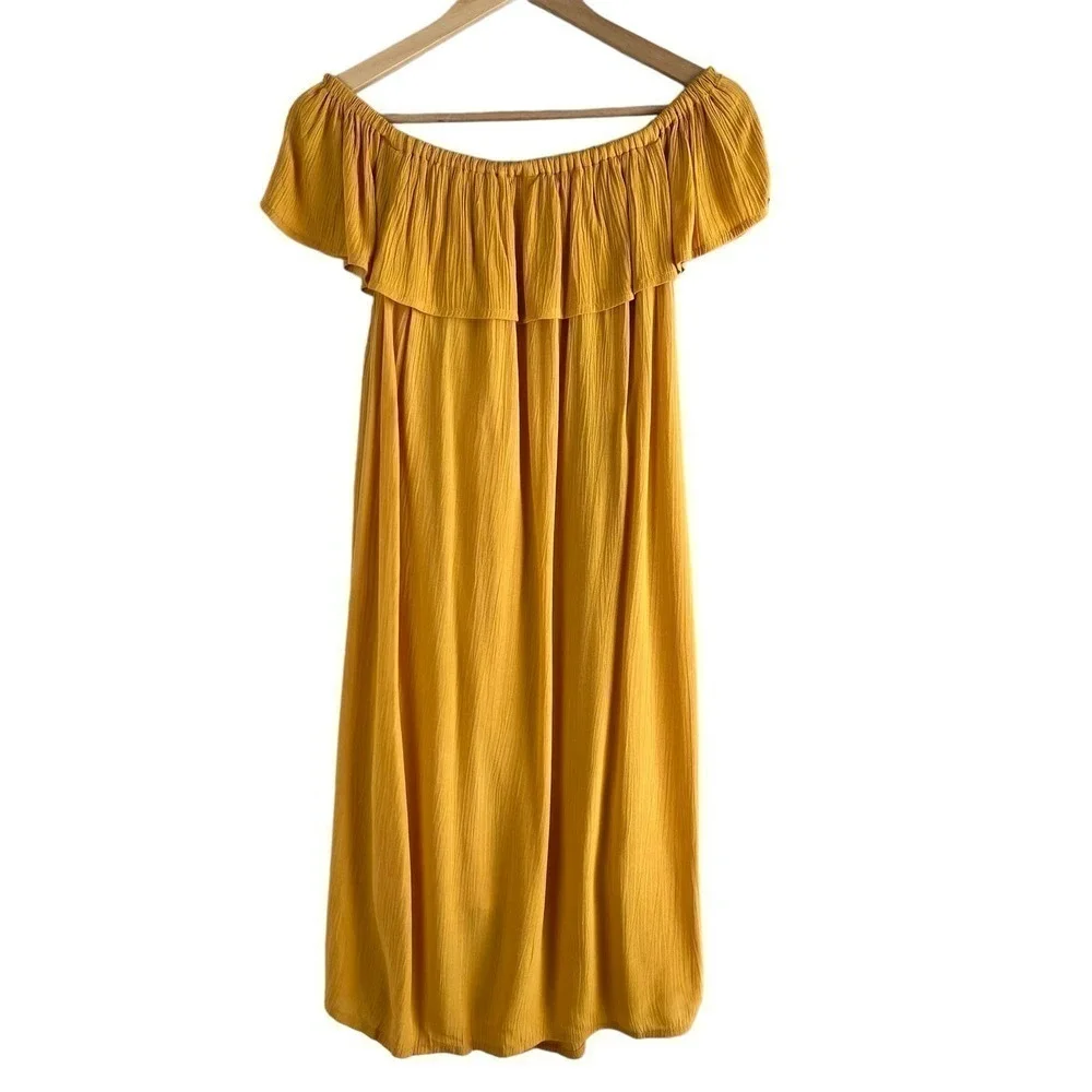 Ichi Marrakech Off-The-Shoulder Ruffle‎ Dress in Yellow, Size XS - Picture 10 of 14